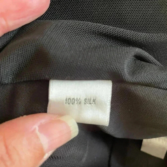 Chetta B Silk Black Evening Formal Gown Rhinestones Babydoll Neckline Women 4 - Picture 6 of 7